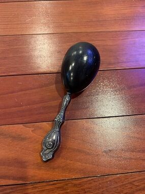 1940s vintage ebony sock darner with sterling handle stamped sterling